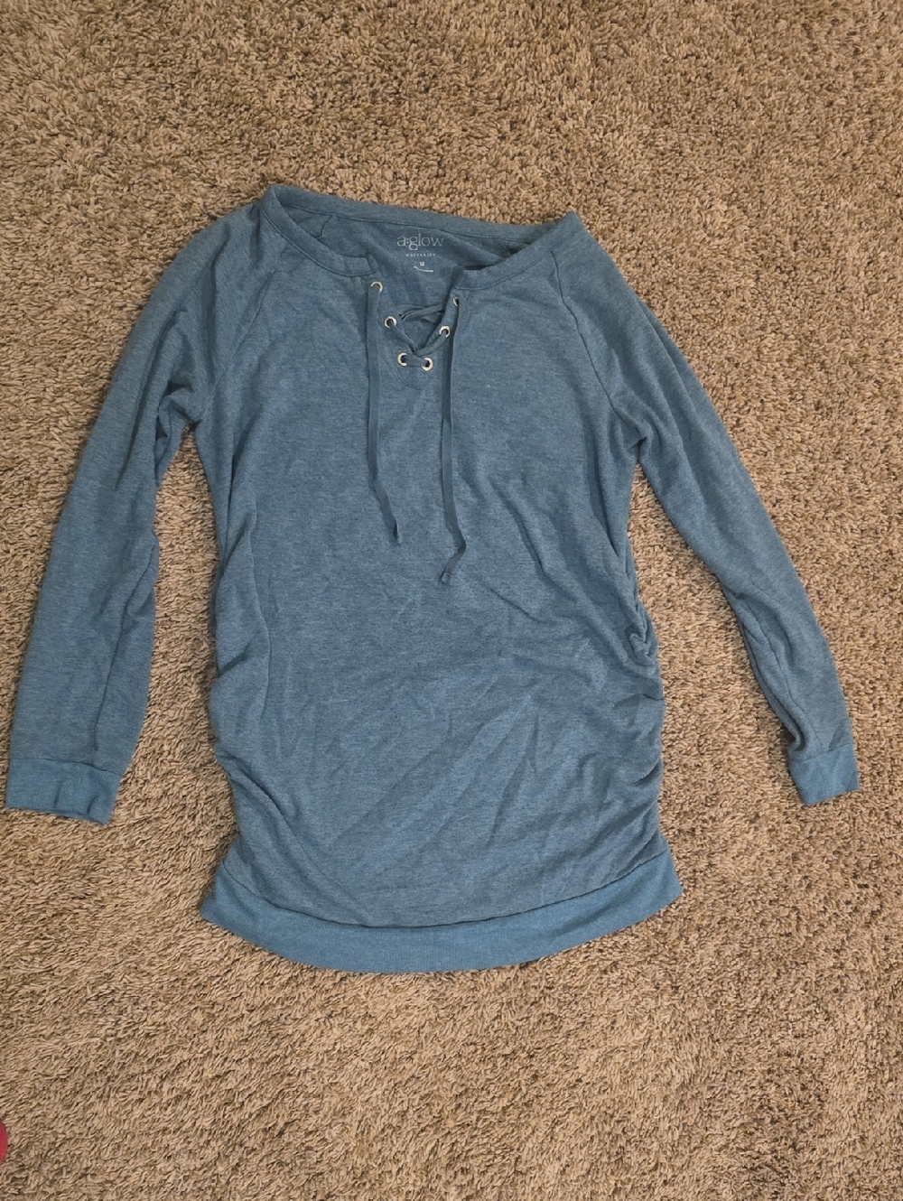 a:glow Teal Lace-Up Raglan Maternity Long Sleeve Top